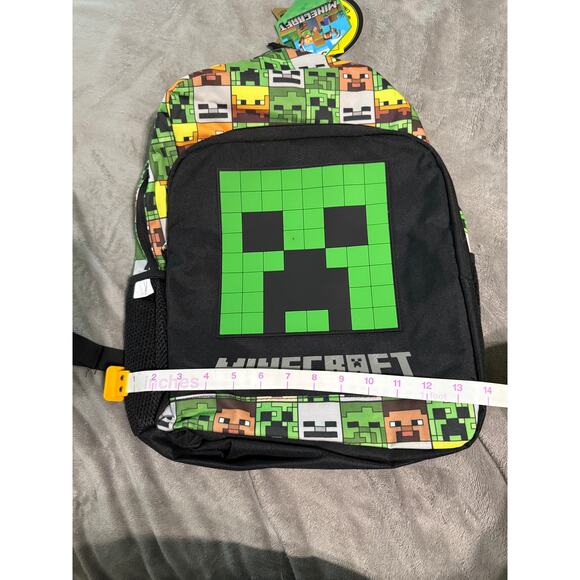 NWT Minecraft Creeper 16" School Backpack‎ Green & Black Back to School Age 3+ - Picture 11 of 12